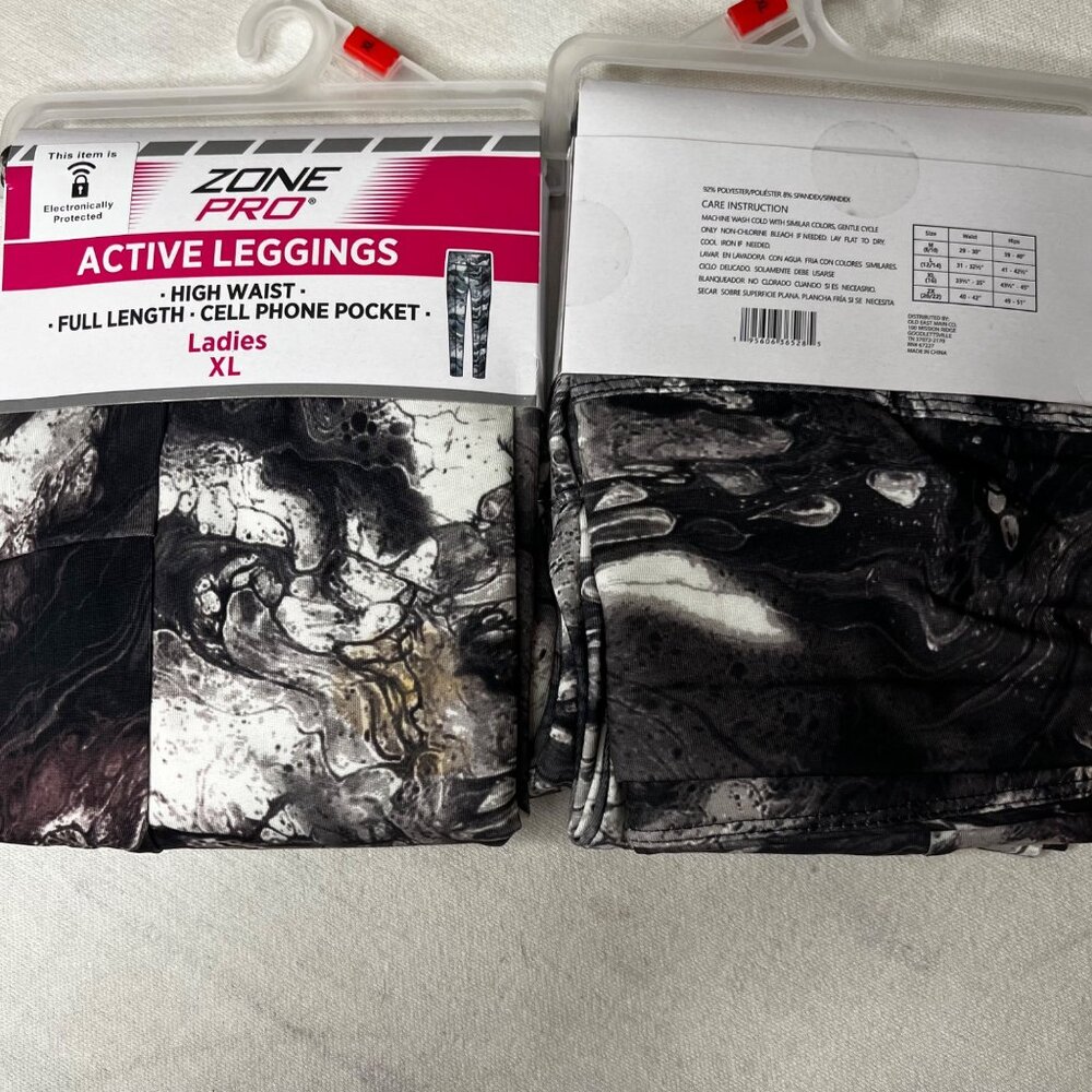 2- Zone Pro XL High Waist Full Length Ladies Active Leggings Marble Print NWT - Picture 4 of 4